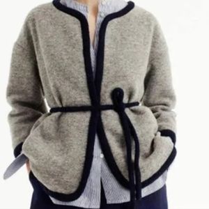 J Crew 100 % wool gray sweater jacket size XL
